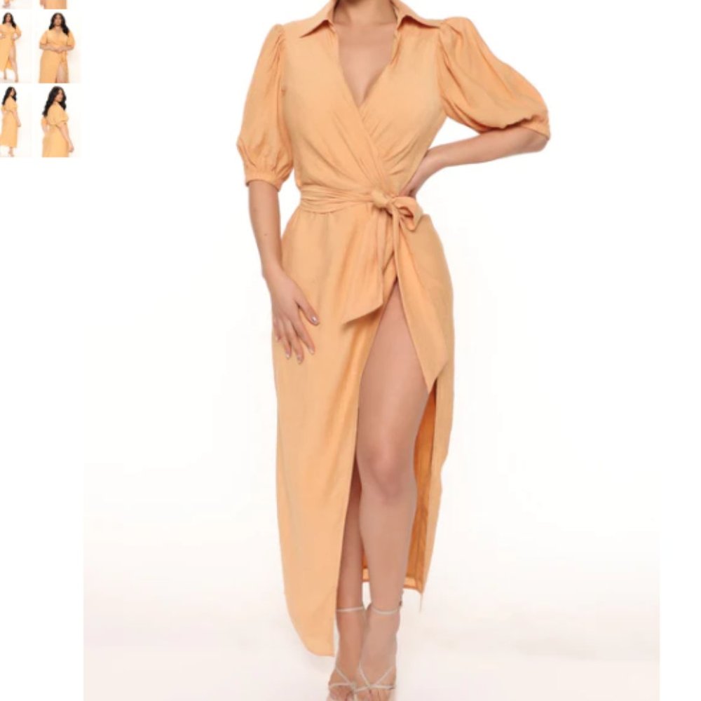 Fashion Nova - Showered with love midi dress - Orange  **NEVER WORN**